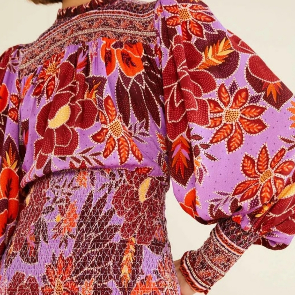 Farm Rio Sweet Floral Long Sleeve Mini Dress L - Picture 3 of 16